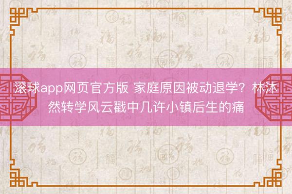 滚球app网页官方版 家庭原因被动退学?林沐然转学风云戳中几许小镇后生的痛