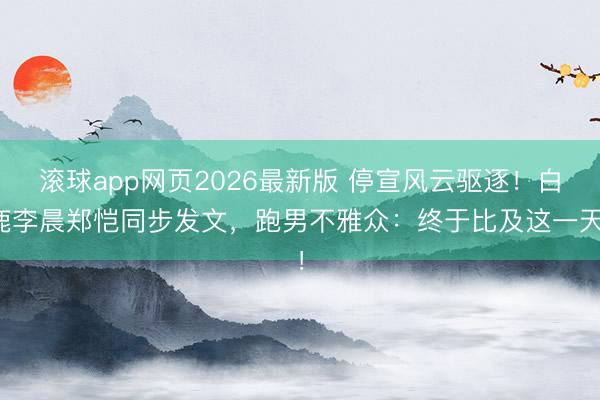 滚球app网页2026最新版 停宣风云驱逐！白鹿李晨郑恺同步发文，跑男不雅众：终于比及这一天！