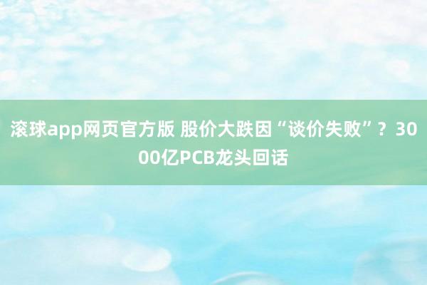 滚球app网页官方版 股价大跌因“谈价失败”?3000亿PCB龙头回话